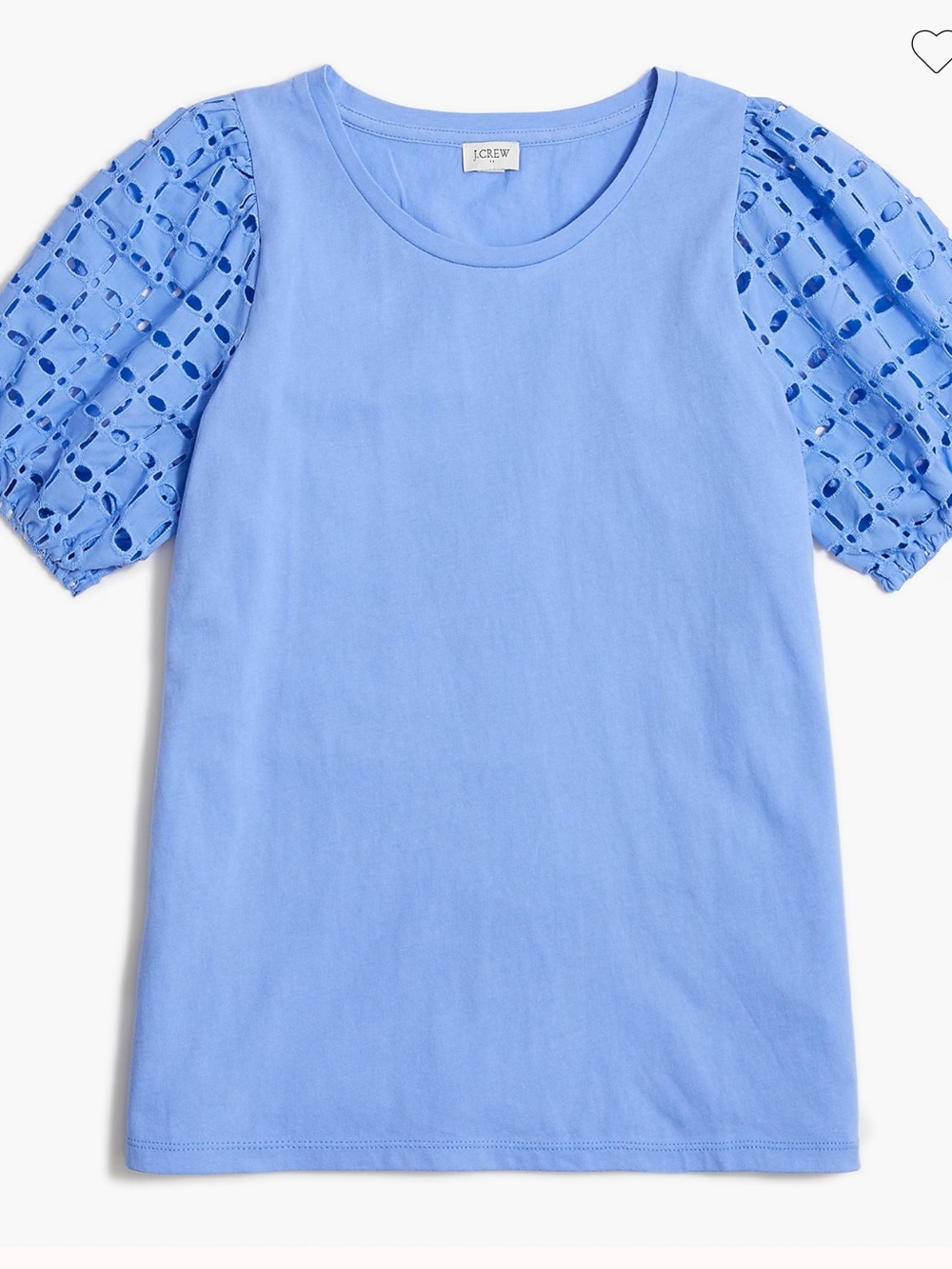 J Crew Factory Eyelet Puff Sleeve Cotton Tee Light Blue Shirt Top Women Medium